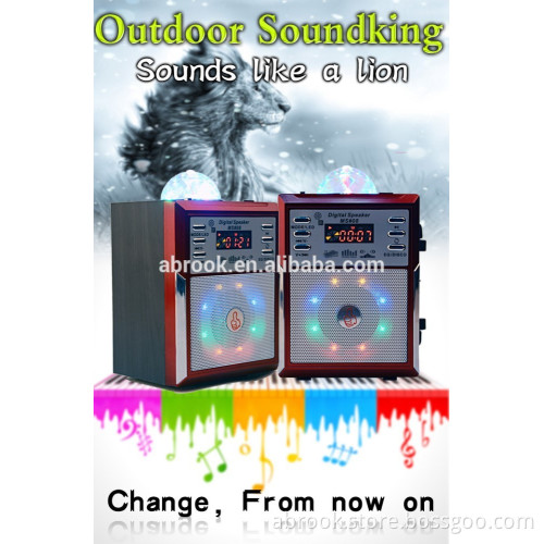 Hot selling disco light portable wooden speaker box